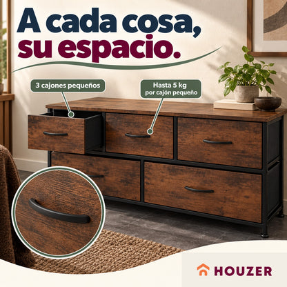 Comoda Cajonera Horizontal 5 Cajones Organizador Acero Country