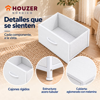 Set De 2 Buros Mesas De Noche 4 Cajones Organizador Acero Nordico