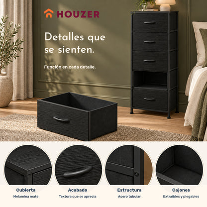 Comoda Cajonera Vertical 5 Cajones Acero Repisa Organizador Volcano