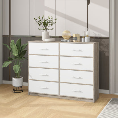 Comoda 8 Cajones Cajonera Tela Estructura Acero Mdf Color Beige