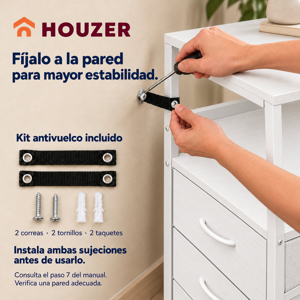 Buro Alto Mesa Noche 4 Cajones Organizador Enchufe Electrico Mate Nórdico