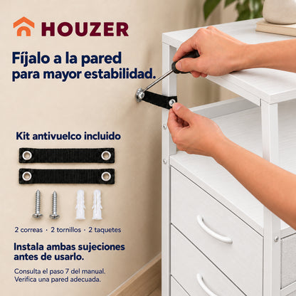 Buro Alto Mesa Noche 4 Cajones Organizador Enchufe Electrico Mate Nórdico