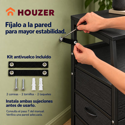 Buro Alto Mesa Noche 4 Cajones Organizador Enchufe Electrico Mate Volcano
