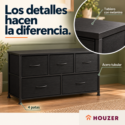 Comoda Cajonera Horizontal 5 Cajones Organizador Acero Volcano