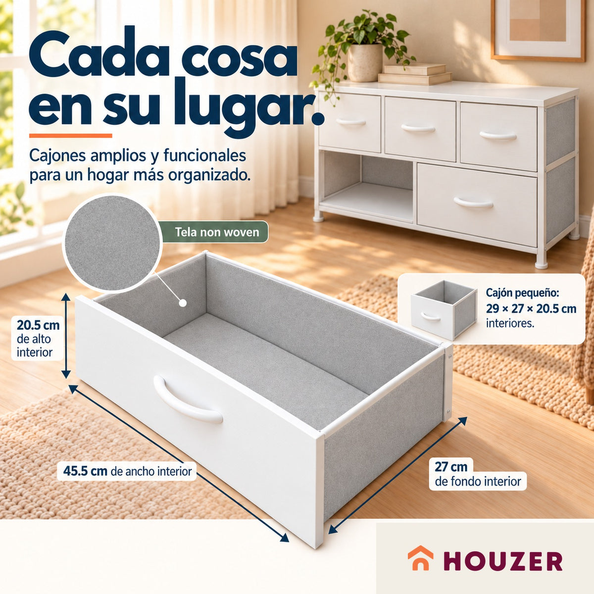 Comoda Cajonera Horizontal 5 Cajones Organizador Acero Nordico