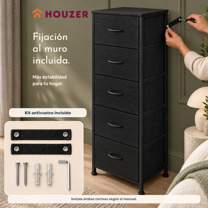 Comoda Cajonera Vertical 5 Cajones Acero Repisa Organizador Volcano