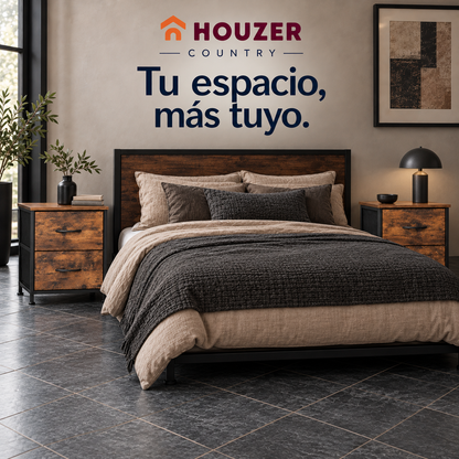 Set De 2 Buros Mesas De Noche 4 Cajones Organizador Acero Country