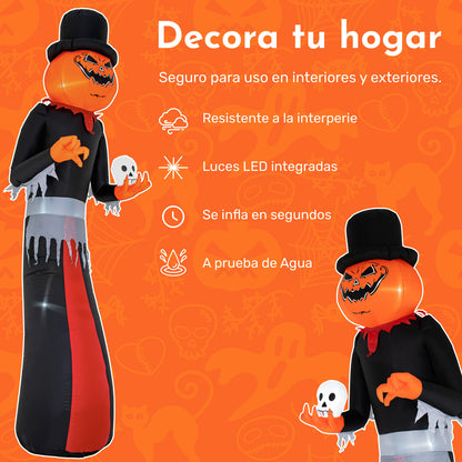 Inflable Halloween Gigante Hombre Calabaza 3.50m Luces Led