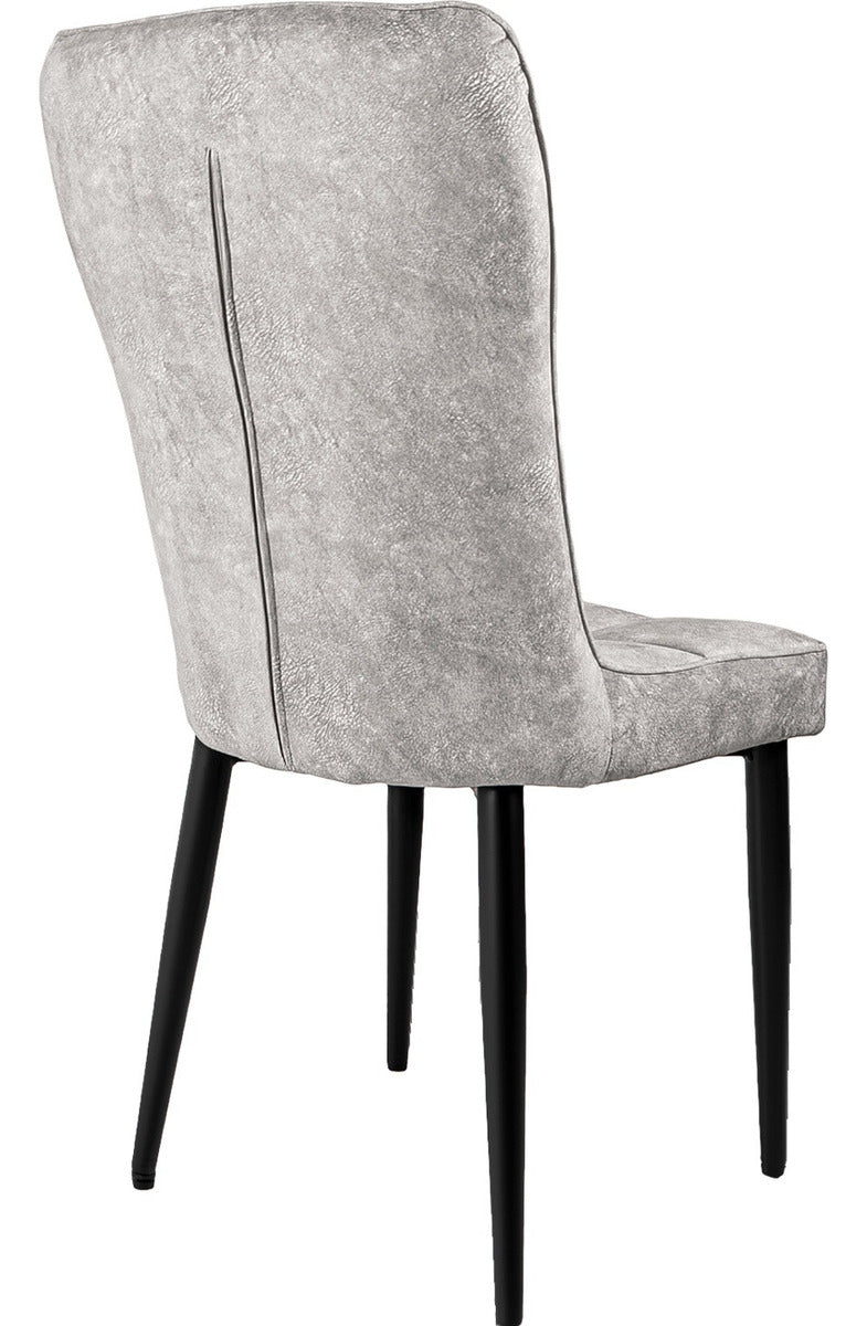 Set 4 Sillas Comedor Altas Vinipiel Modernas Tapizadas Estructura de la silla Negro Asiento Gris