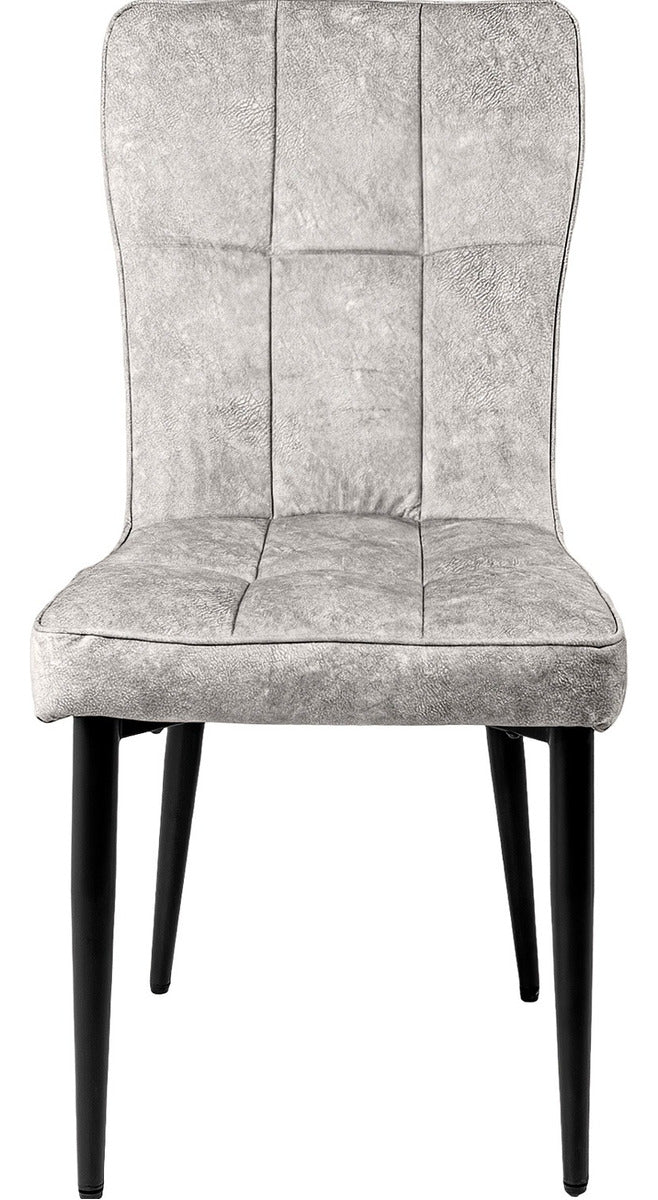 Set 4 Sillas Comedor Altas Vinipiel Modernas Tapizadas Estructura de la silla Negro Asiento Gris