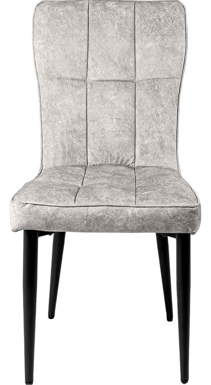 Set 4 Sillas Comedor Altas Vinipiel Modernas Tapizadas Estructura de la silla Negro Asiento Gris