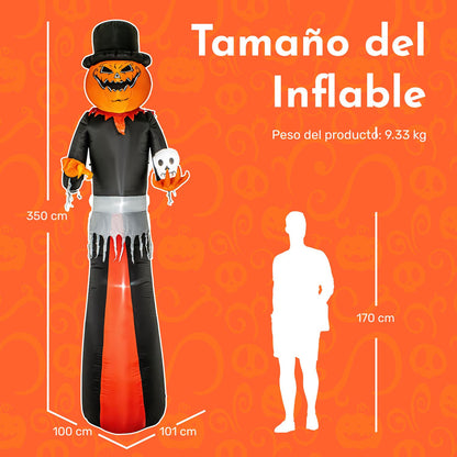 Inflable Halloween Gigante Hombre Calabaza 3.50m Luces Led