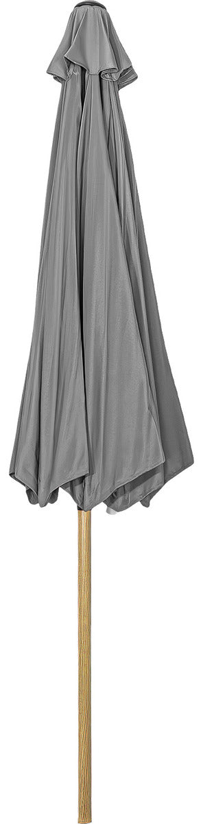 Sombrilla Tipo Madera Jardin Exterior 2.63m Playa Terraza Color Gris Oscuro
