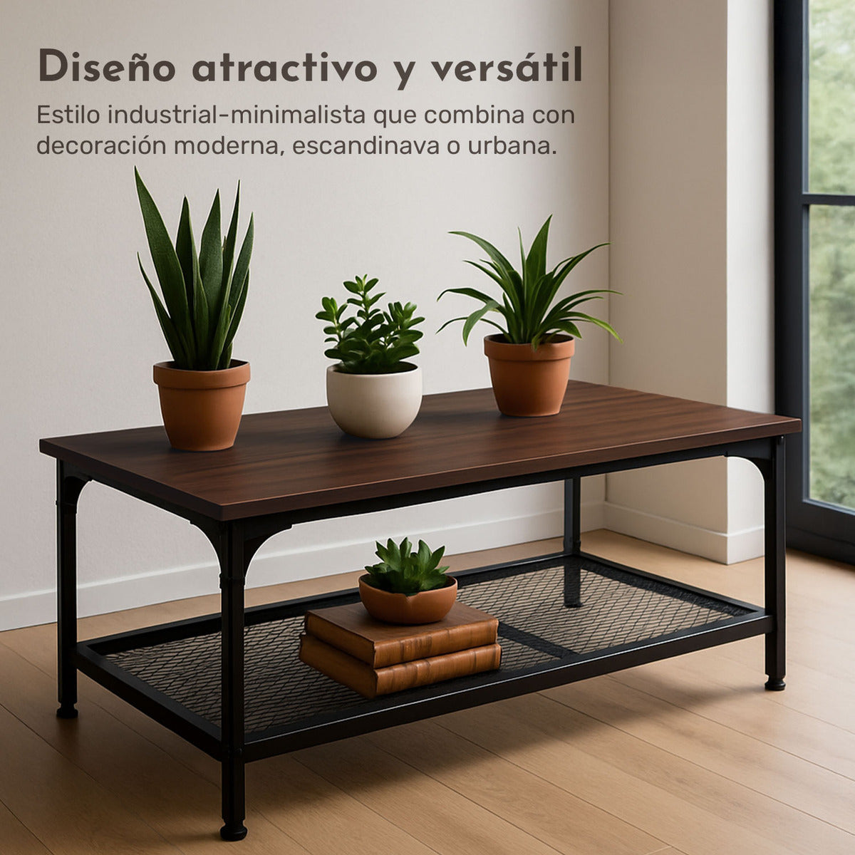 Mesa Centro Minimalista Industrial 100 X 60 X 47 Cm Acero