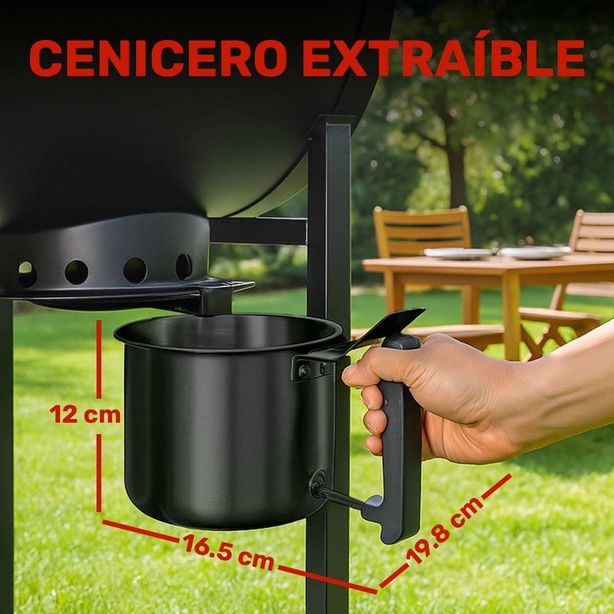 Asador Carne Parrilla Carbon Bbq Movil Termometro Cenicero