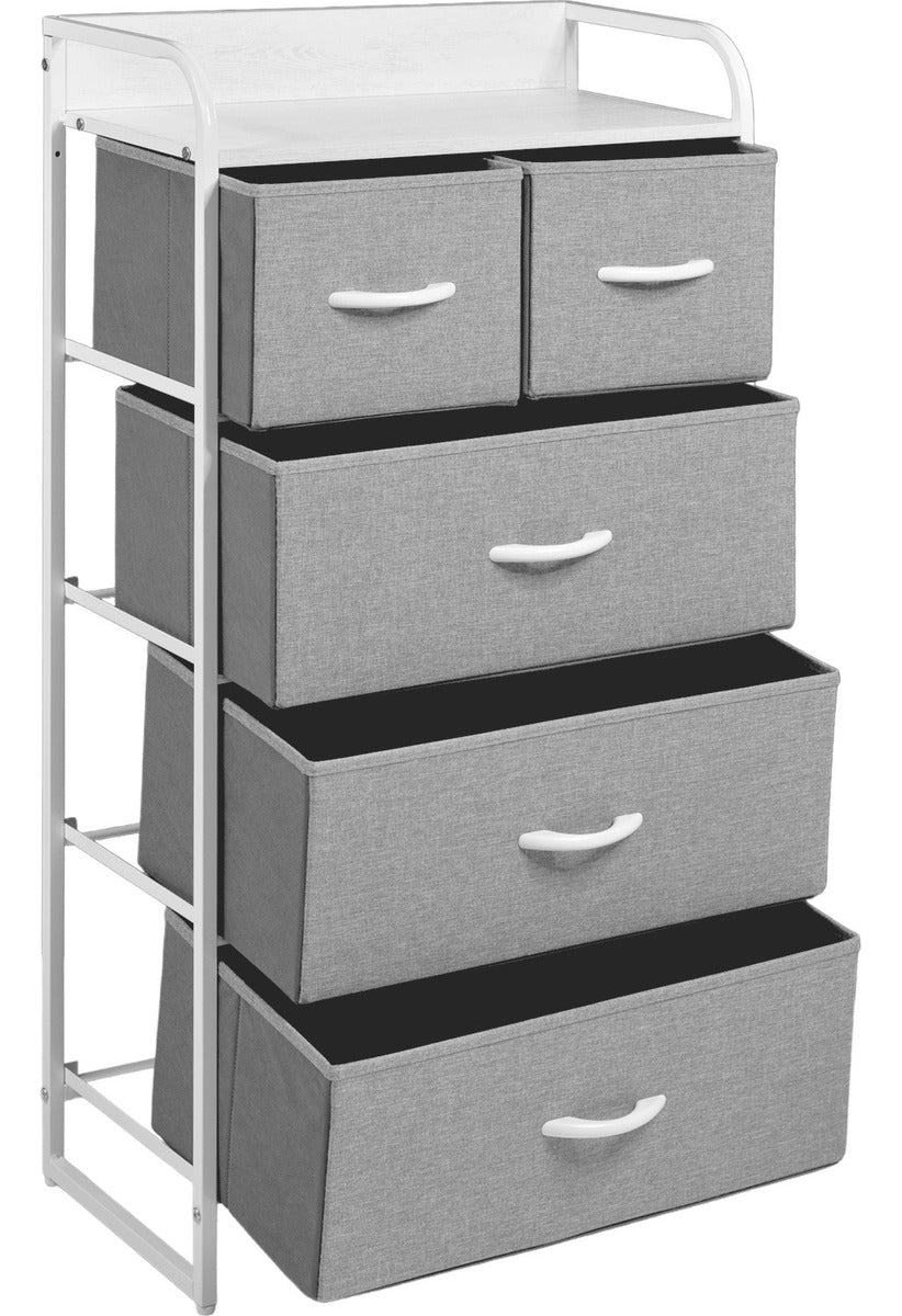 Mueble Buro Organizador Comoda 5 Cajoneras Tela Moderno Color Gris