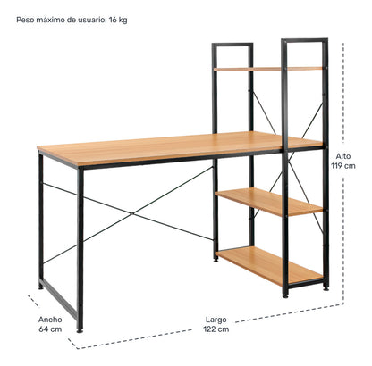 Set Home Hoffice Escritorio Madera Clara + Silla Ajustable