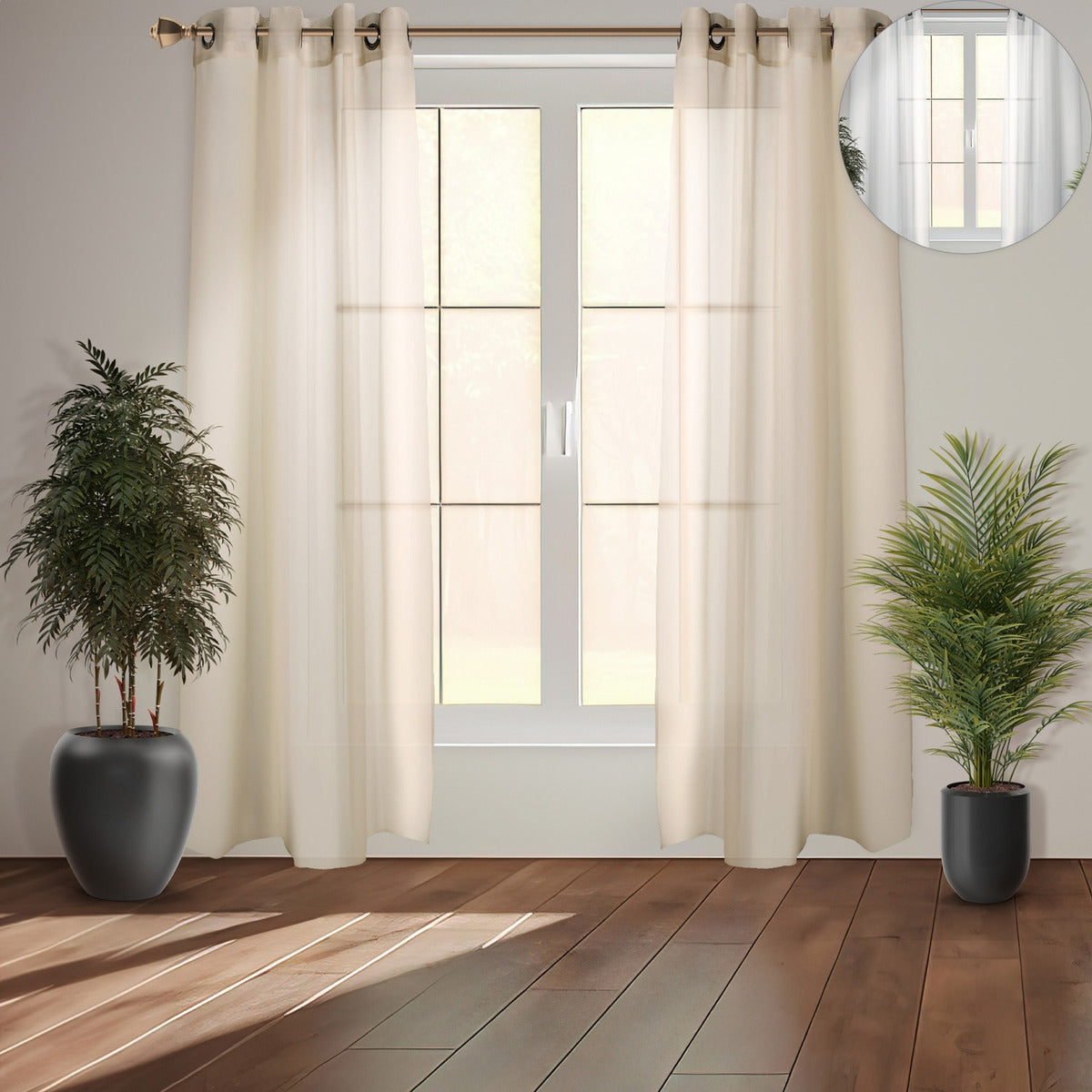 Cortinas Traslucidas Lino Texturizado Ventanas 270x215cm 2pz