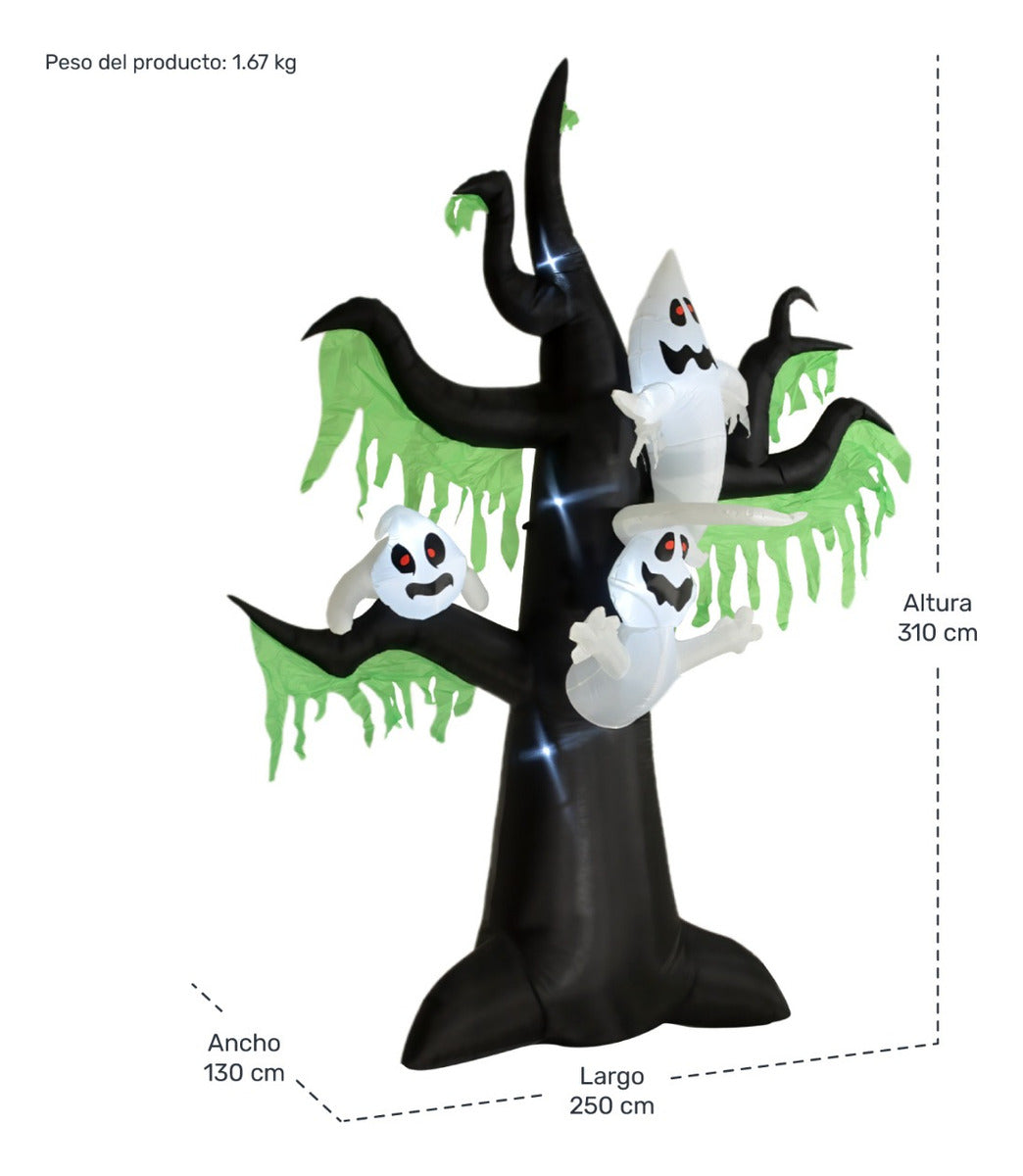 Inflable Halloween 3.1 Mts Arbol Fantasma Extra Grande Led