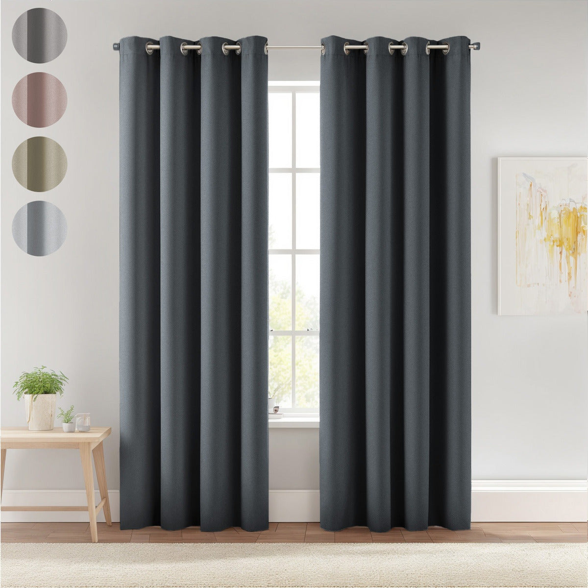 Cortinas Blackout Largas Tejida Hogar 275x216cm 2 Piezas