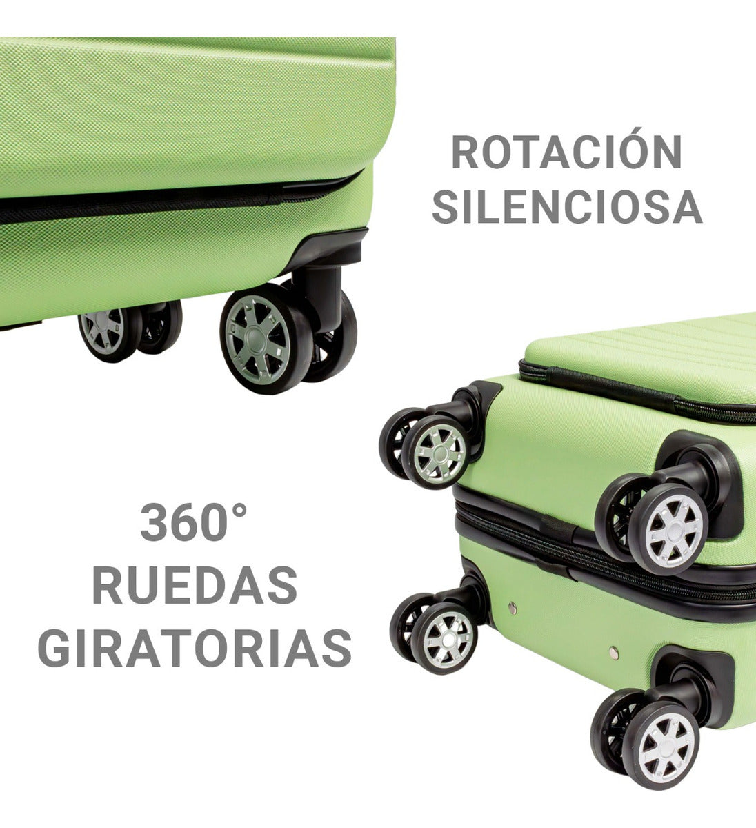 Set 2 Maletas Viaje Verde Cabina Avion 21 Y 18 4 Ruedas 360°