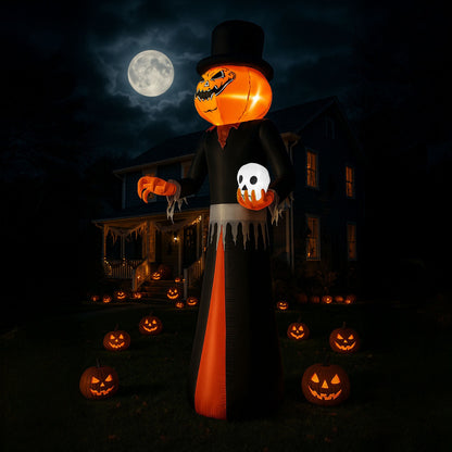 Inflable Halloween Gigante Hombre Calabaza 3.50m Luces Led