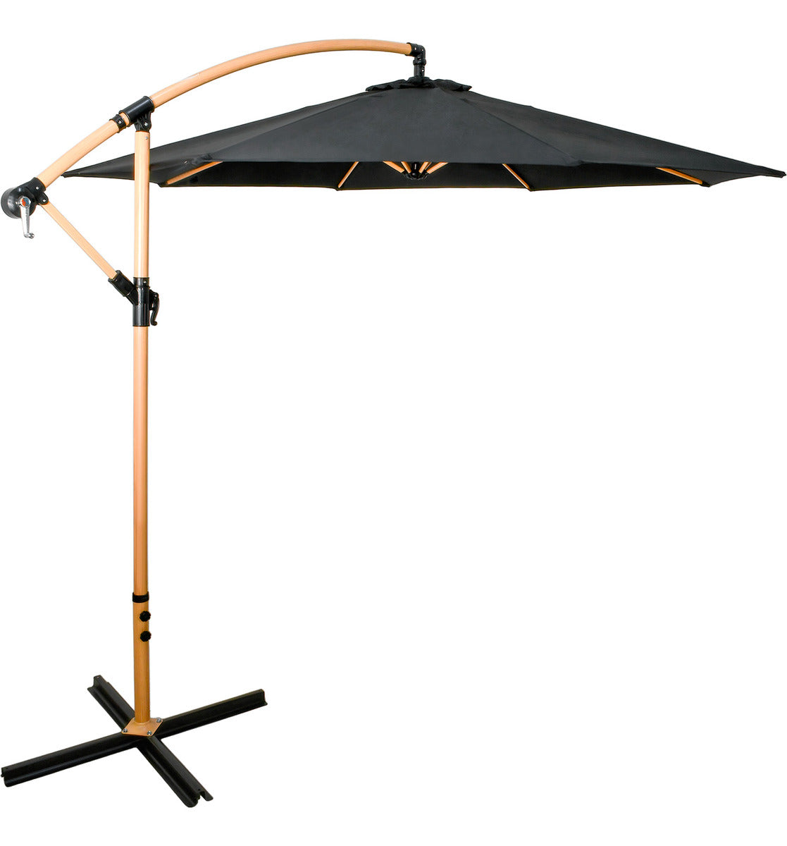 Sombrilla Tipo Madera Jardin Exterior 2.9m Playa Terraza Color Negro