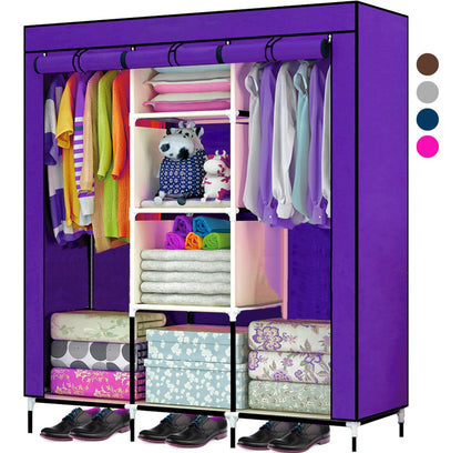 Closet Organizador 3 Puertas Compartimientos Perchero Morado