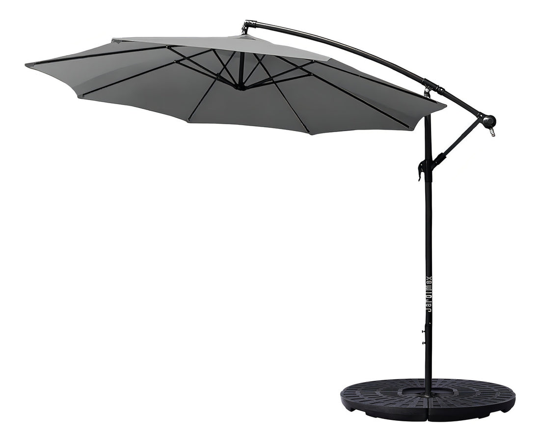 Sombrilla Grande Exterior Playa Jardin 3m + Base Contrapeso Color Gris Lisa