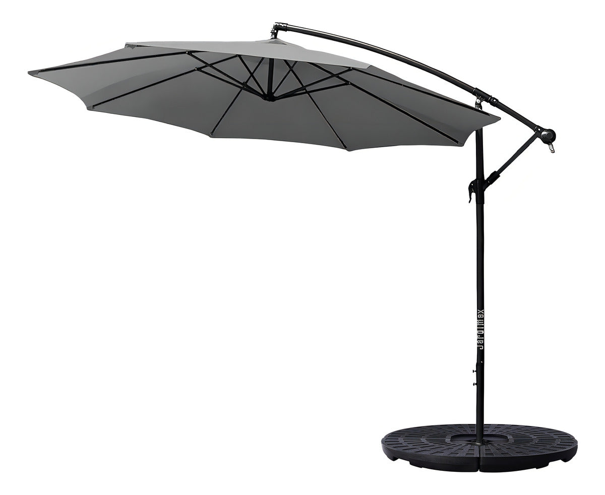 Sombrilla Grande Exterior Playa Jardin 3m + Base Contrapeso Color Gris Lisa