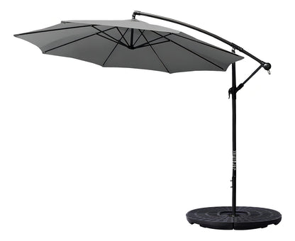 Sombrilla Grande Exterior Playa Jardin 3m + Base Contrapeso Color Gris Lisa