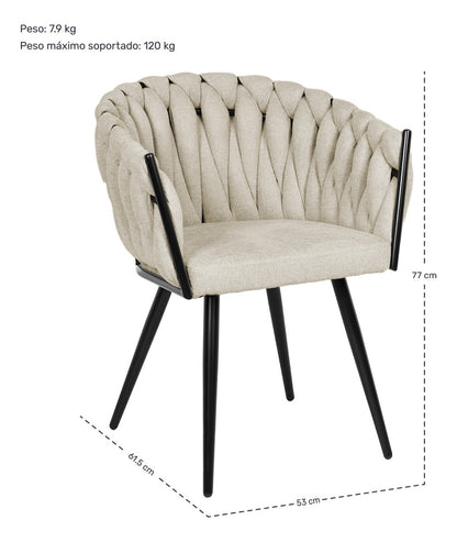 Set 2 Sillas Comedor Patron Tejido Elegante Moderno