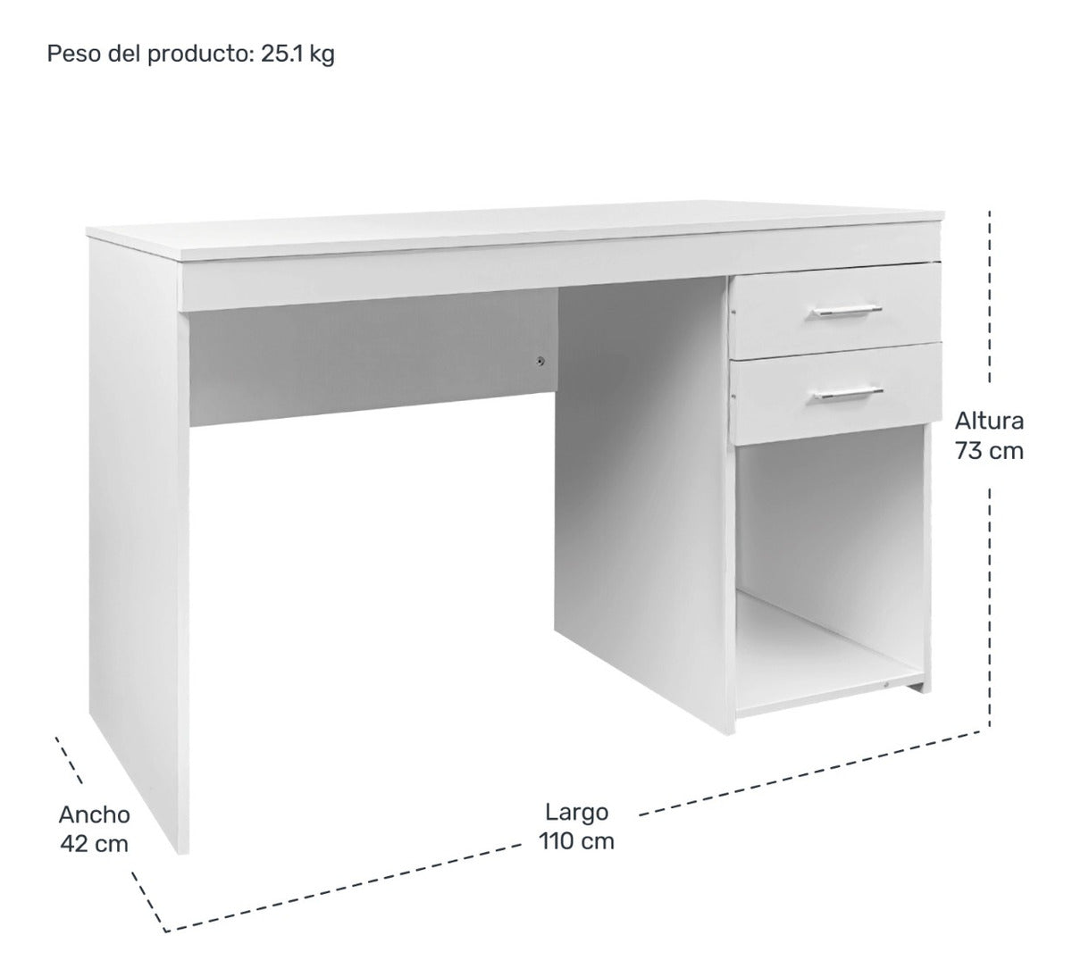 Escritorio Ejecutivo Blanco Moderno Cajonera Doble Oficina