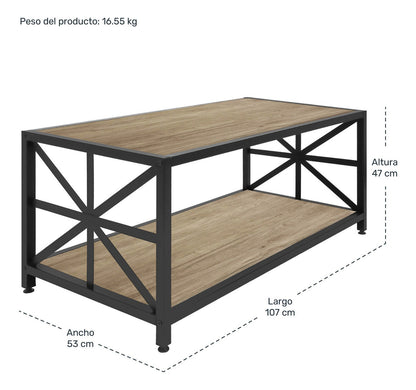 Mesa Centro Minimalista Moderna 2 Niveles 107cm Cuadrada