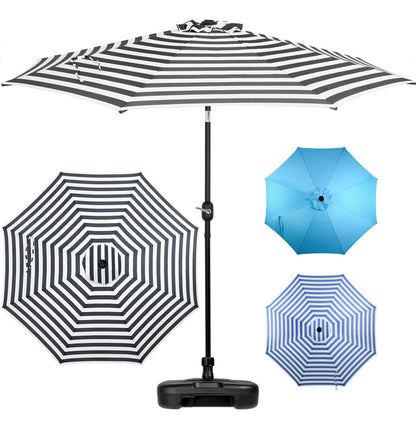 Sombrilla Playa Grande Exterior 2.70m Patio Base Contrapeso Color Negro Rayas