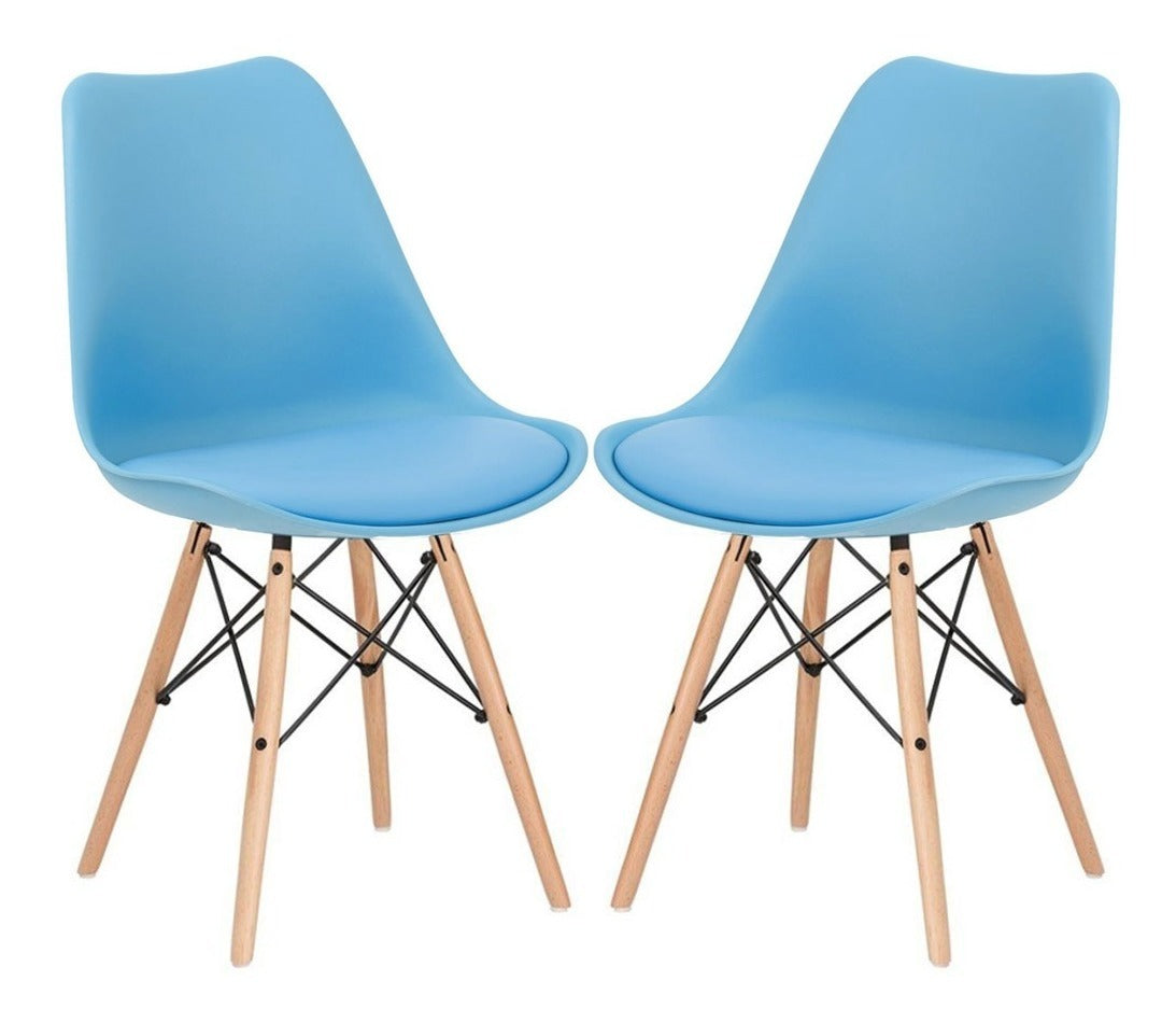 Set 2 Sillas Eames Cojin Sillon Vintage Comedor Sala Moderna