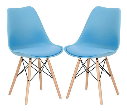 Set 2 Sillas Eames Cojin Sillon Vintage Comedor Sala Moderna