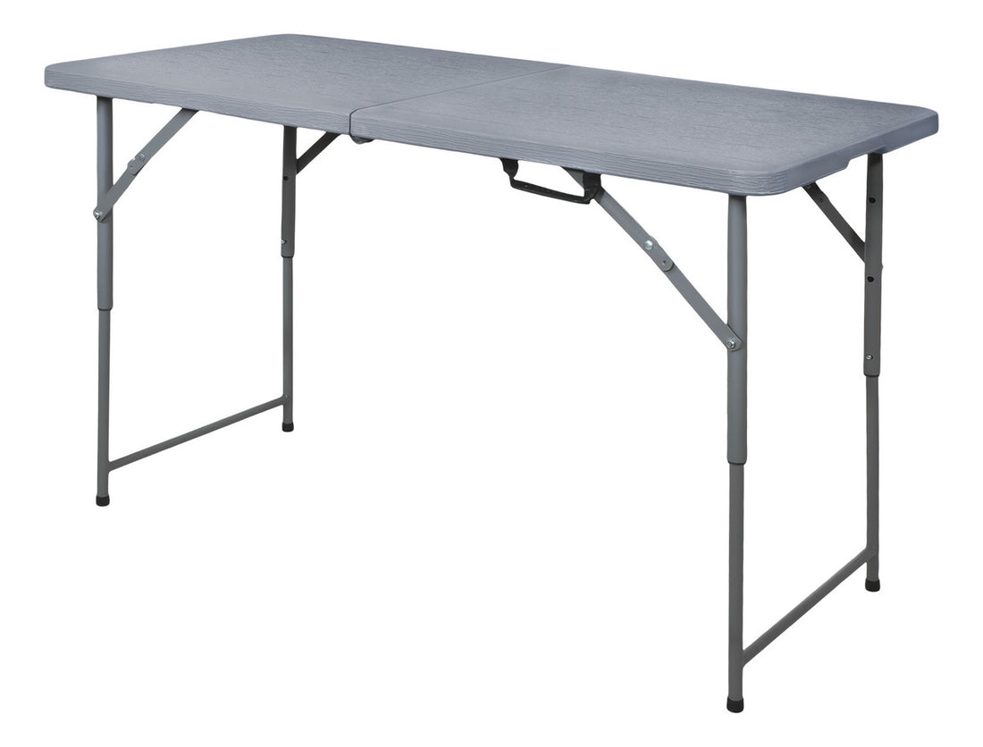 Mesa Plegable 122cm Portatil Portafolio Exterior Tipo Madera Color Gris