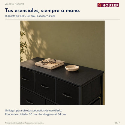 Comoda Cajonera Vertical 9 Cajones Organizador Ropa Recamara Negro