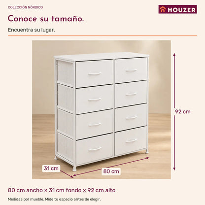 Comoda Cajonera Organizador Vertical 8 Cajones Acero Repisa Blanco