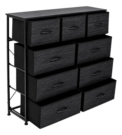 Comoda Cajonera 9 Cajones Tela Marco Acero Organizador Negro