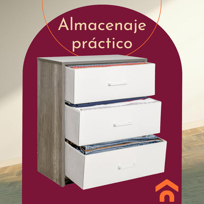 Mueble Comoda Cajonera 3 Cajones Tela Estructura Acero Mdf