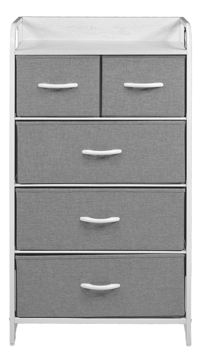 Mueble Buro Organizador Comoda 5 Cajoneras Tela Moderno Color Gris