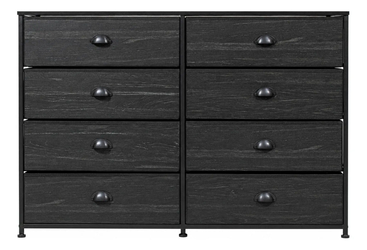 Comoda Cajonera 8 Cajones Mueble Organizador Ropa Negro Negro