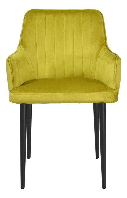 Silla Sillon Comedor Tapizado Terciopelo Moderno Amarillo