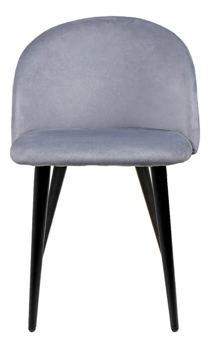 Set 2 Sillas Comedor Terciopelo Modernas Acolchadas Estructura De La Silla Natural Asiento Gris