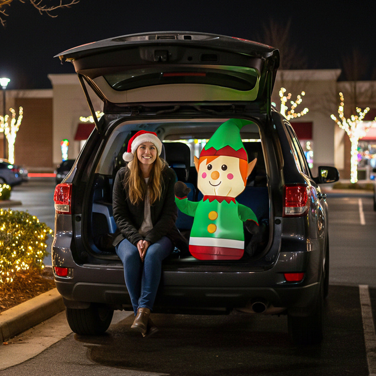 Inflable Navidad Duende Gnomo Carro Automovil Interior 92cm