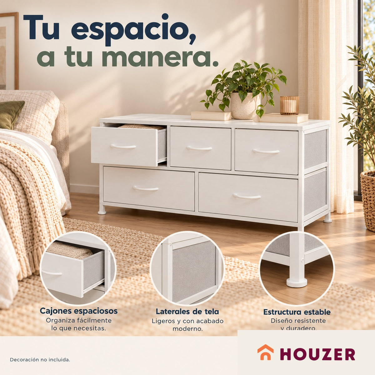 Comoda Cajonera Horizontal 5 Cajones Organizador Acero Nordico