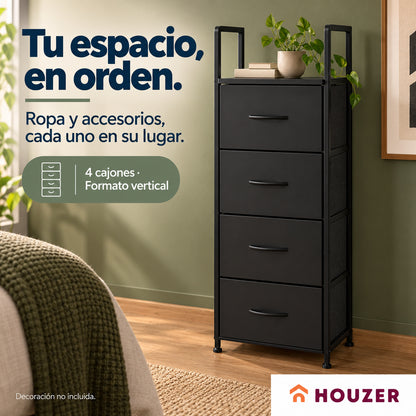 Comoda Cajonera Vertical 4 Cajones Organizador Ropa Recamara Volcano