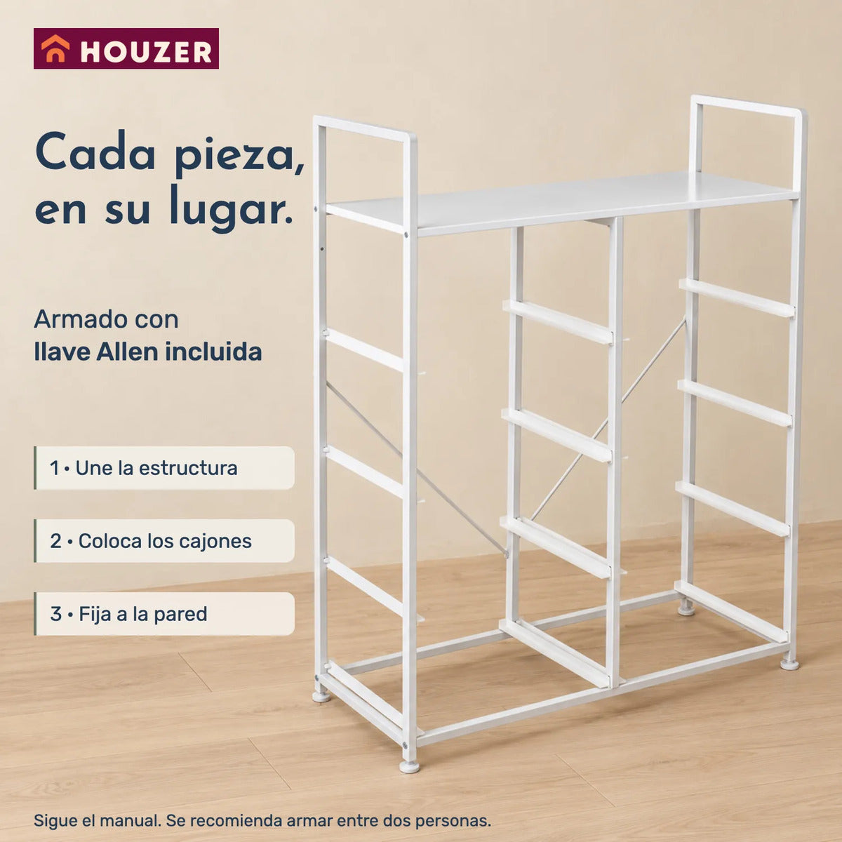 Comoda Cajonera Vertical Organizador 8 Cajones 80×31×108 Cm Blanco